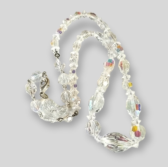 Repurposed Hand Crafted Vintage 1950s Crystal Bead Necklace Assemblage - Picture 3 of 16